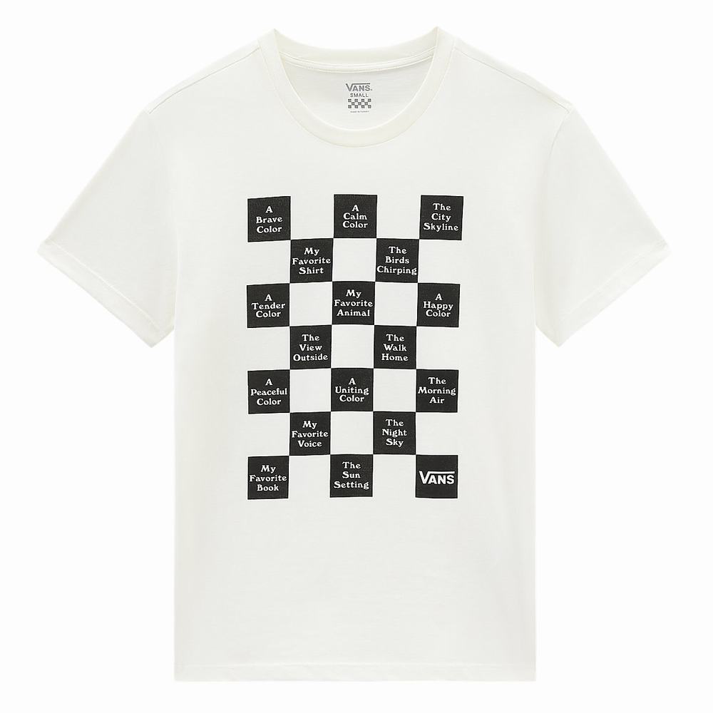 Women's Vans Checkerboard 21 T Shirts White | USA31824