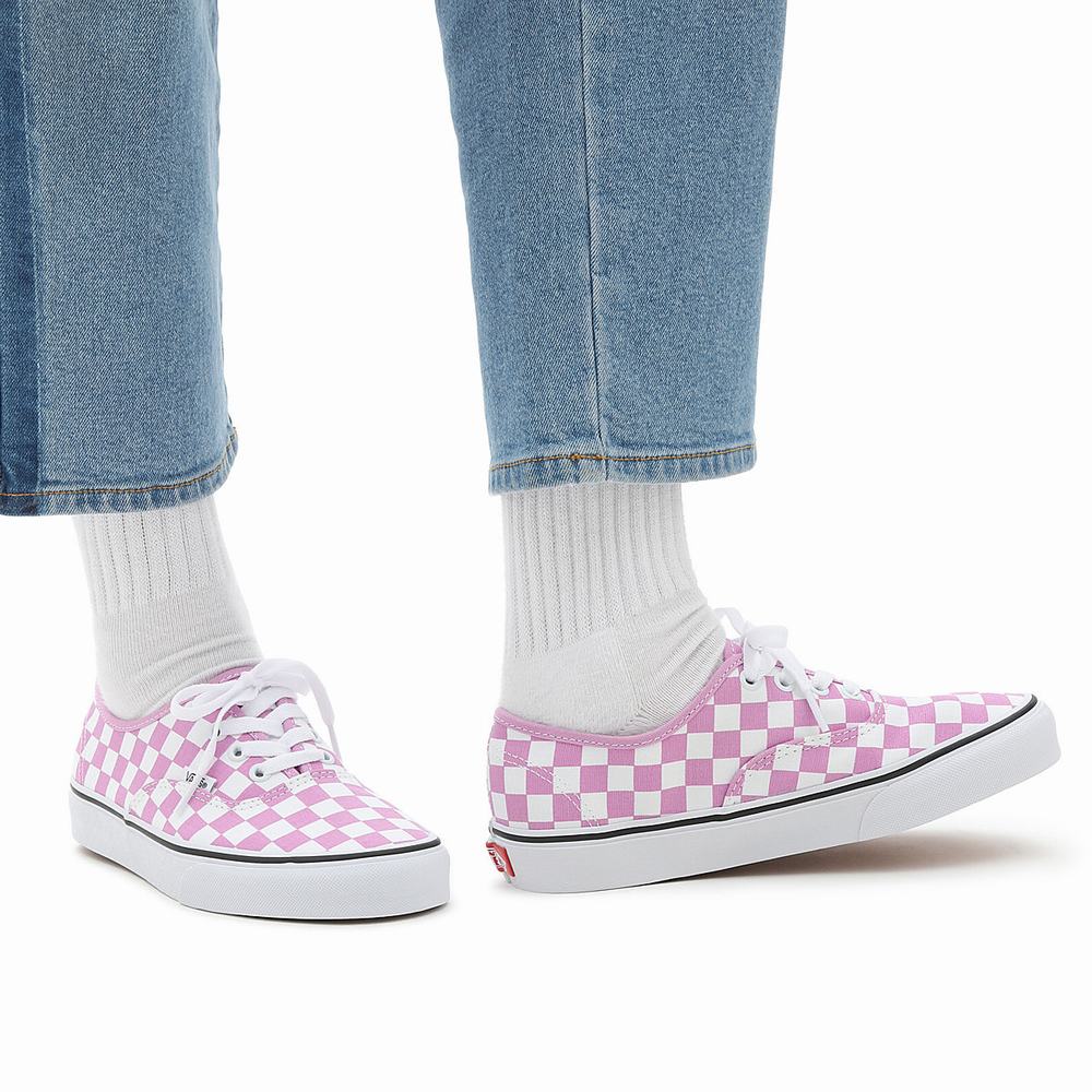 Women's Vans Checkerboard Authentic Sneakers Pink | USA02587