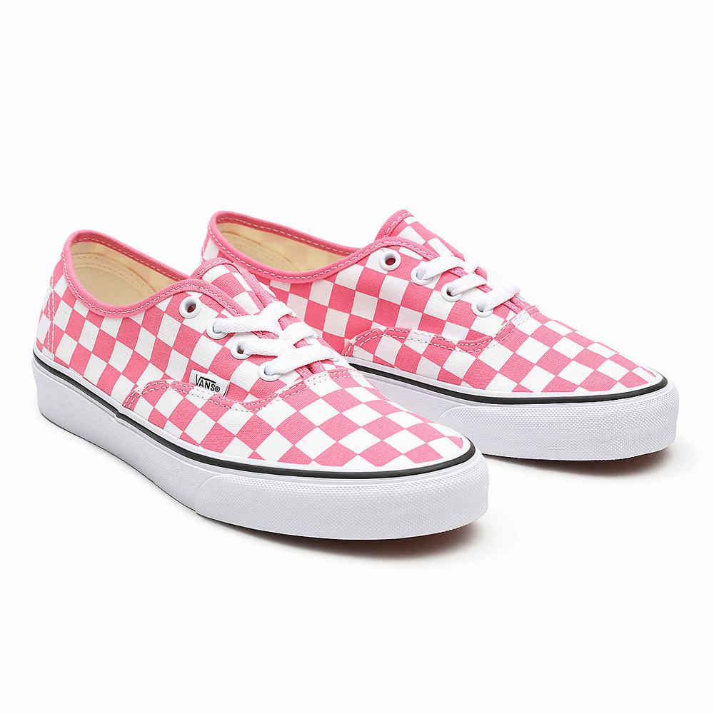 Women\'s Vans Checkerboard Authentic Sneakers Pink | USA91360