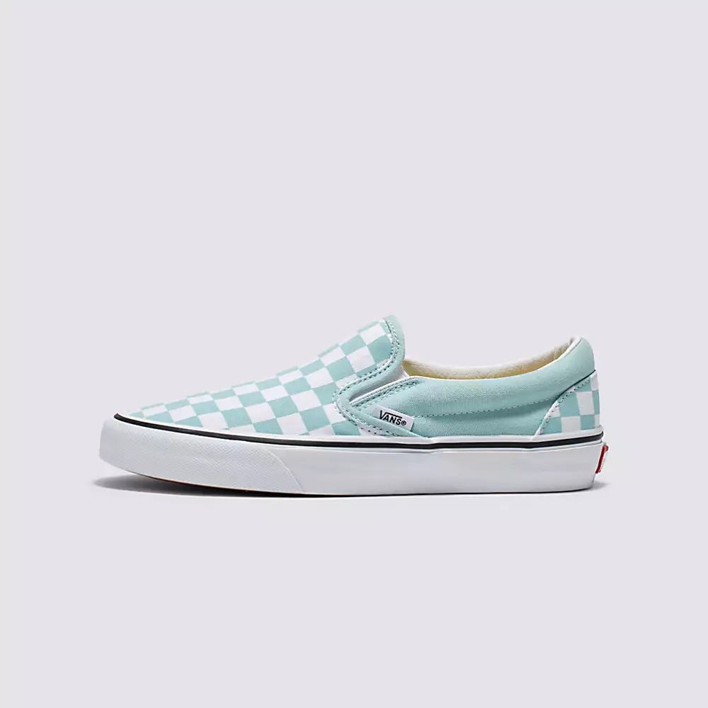 Women\'s Vans Checkerboard Classic Slip On Shoes Blue | USA18709