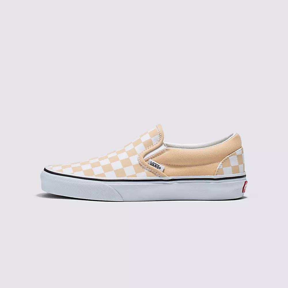 Women\'s Vans Checkerboard Classic Slip On Shoes Light Brown | USA26175