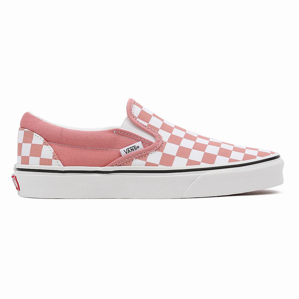 Women's Vans Checkerboard Classic Slip On Shoes Pink | USA93142