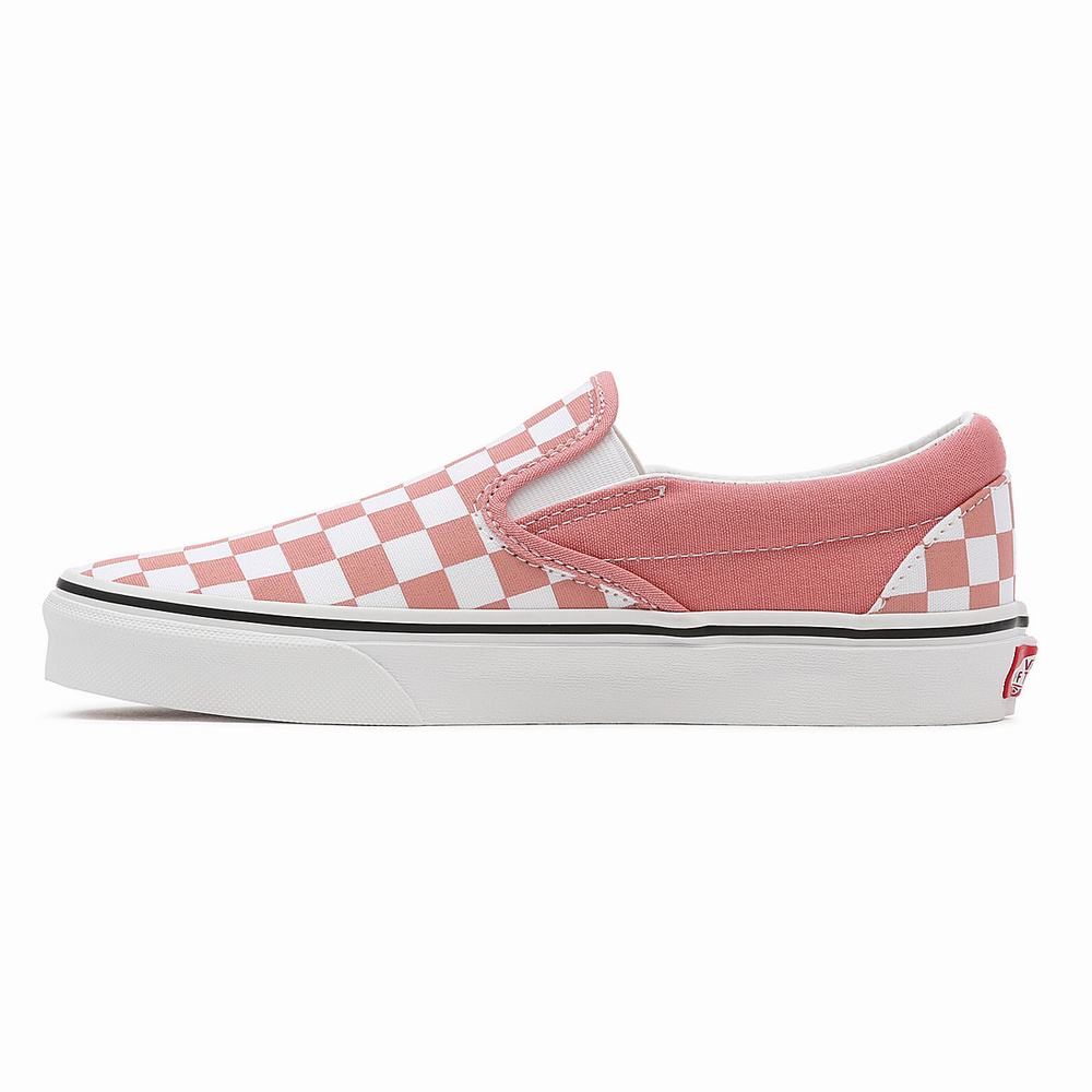 Women's Vans Checkerboard Classic Slip On Shoes Pink | USA93142