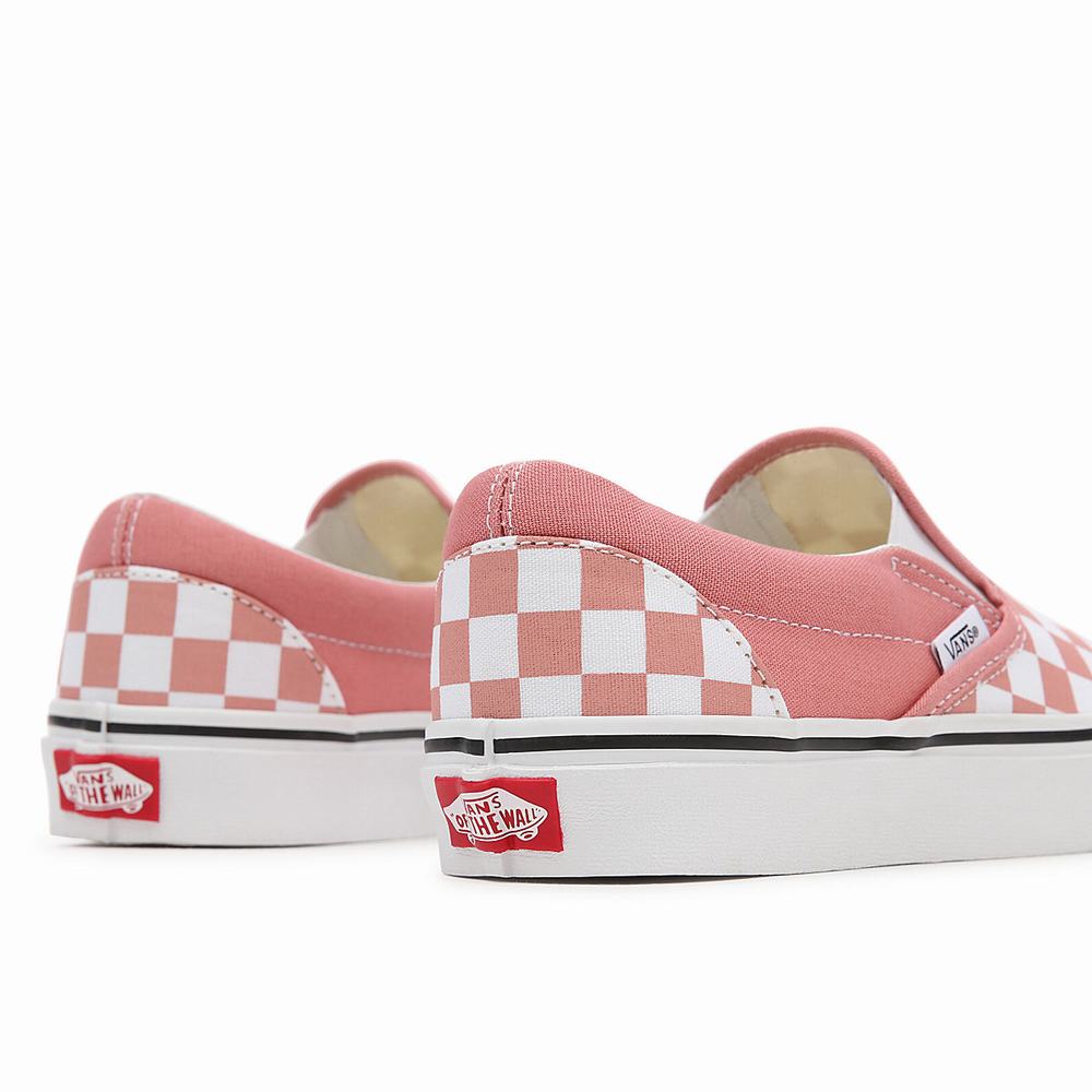 Women's Vans Checkerboard Classic Slip On Shoes Pink | USA93142