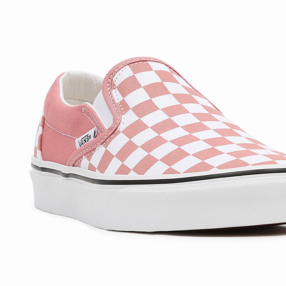 Women's Vans Checkerboard Classic Slip On Shoes Pink | USA93142