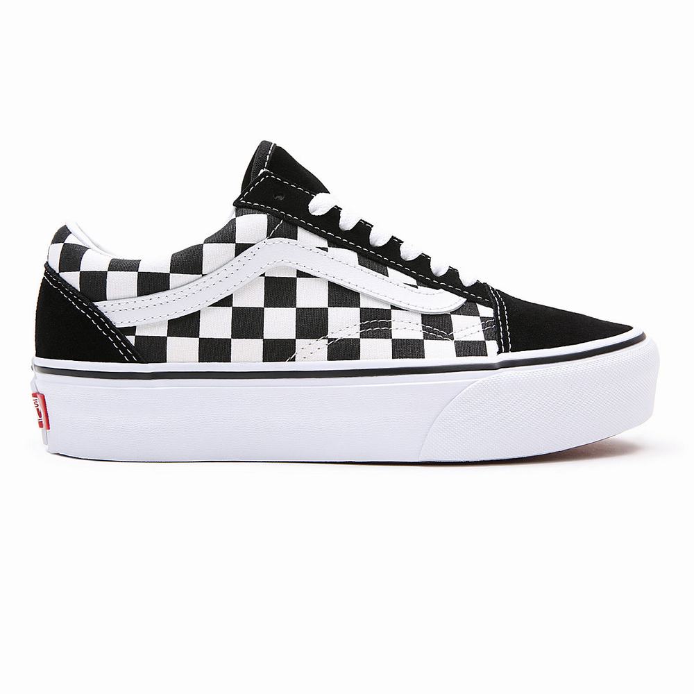 Women's Vans Checkerboard Old Skool Platform Platform Shoes Black | USA90148