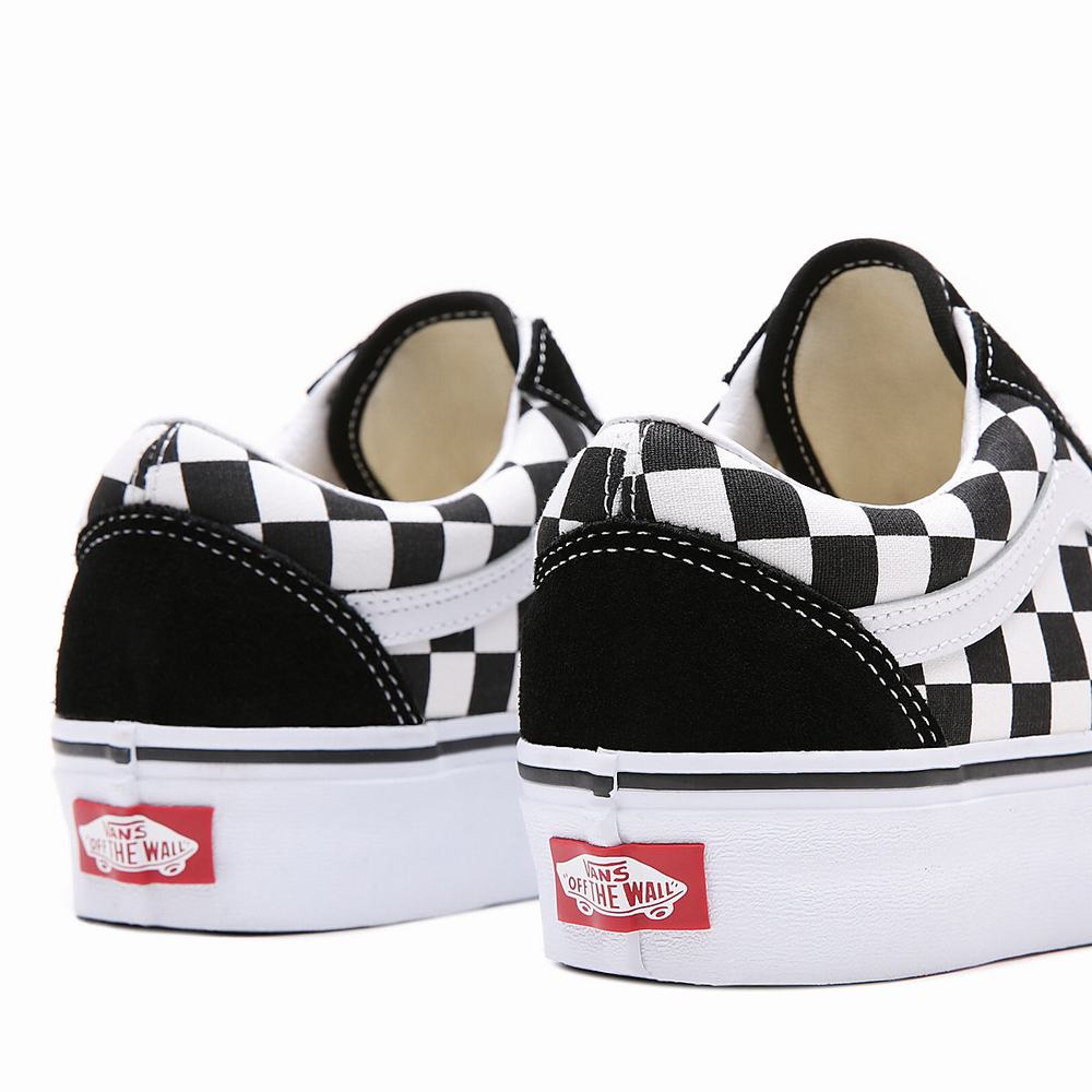 Women's Vans Checkerboard Old Skool Platform Platform Shoes Black | USA90148