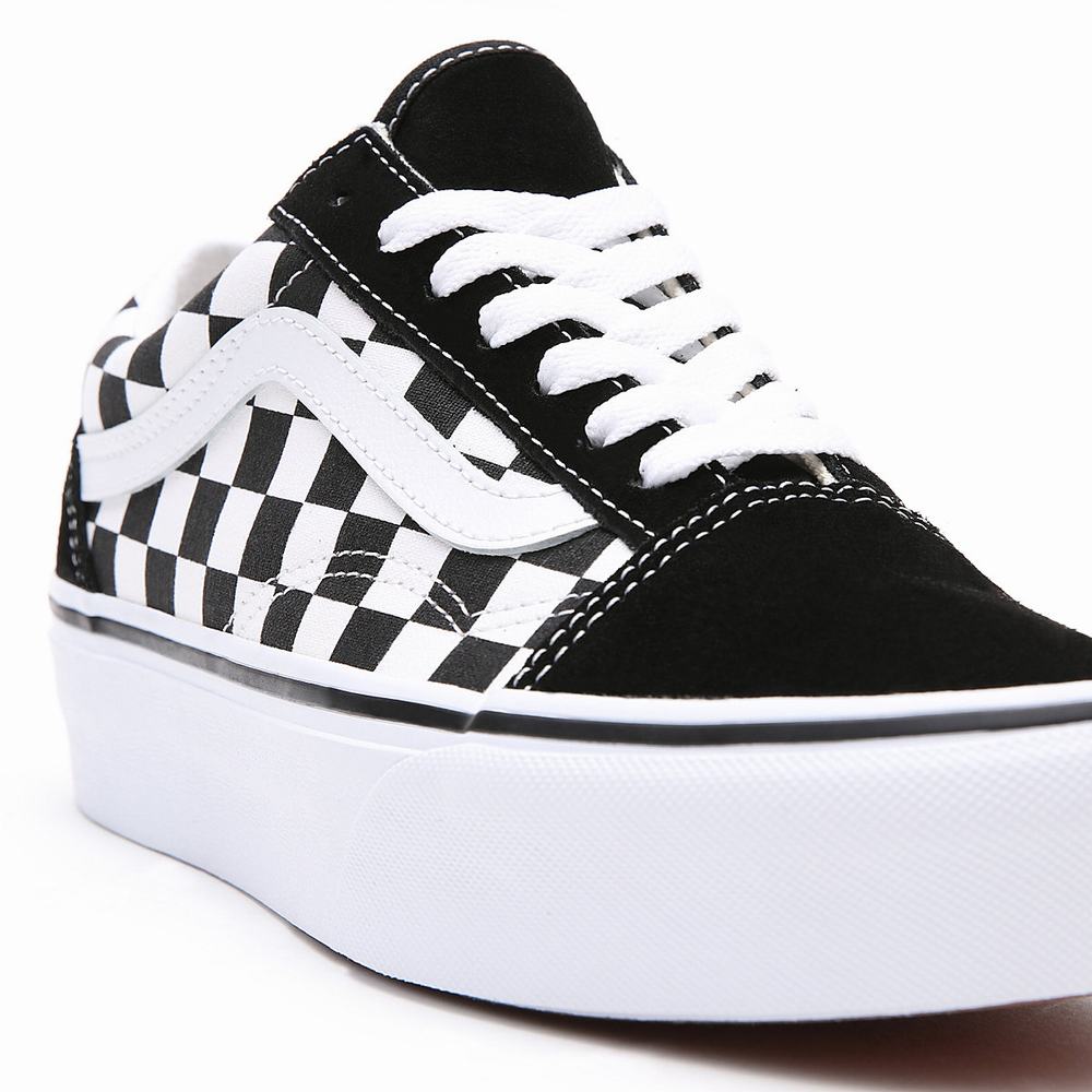 Women's Vans Checkerboard Old Skool Platform Platform Shoes Black | USA90148