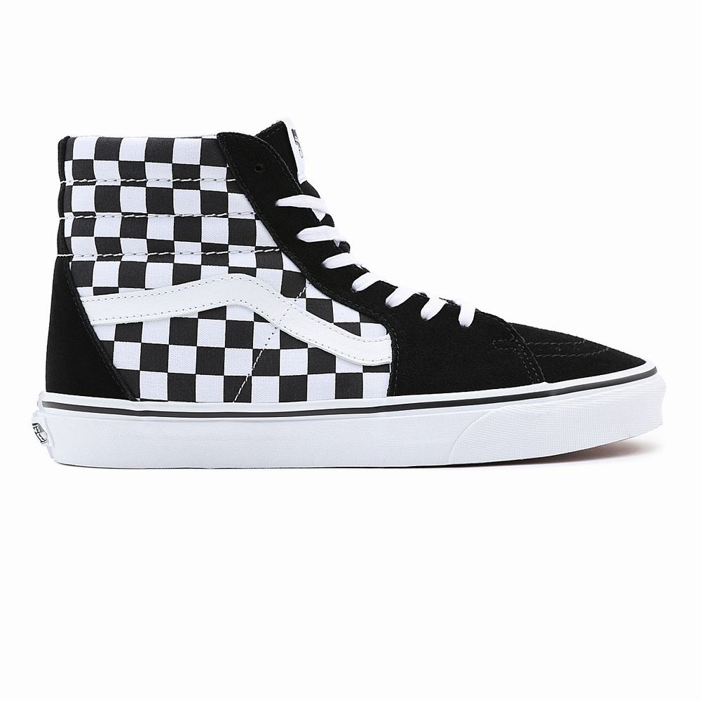 Women's Vans Checkerboard SK8-Hi Sneakers Black | USA86139