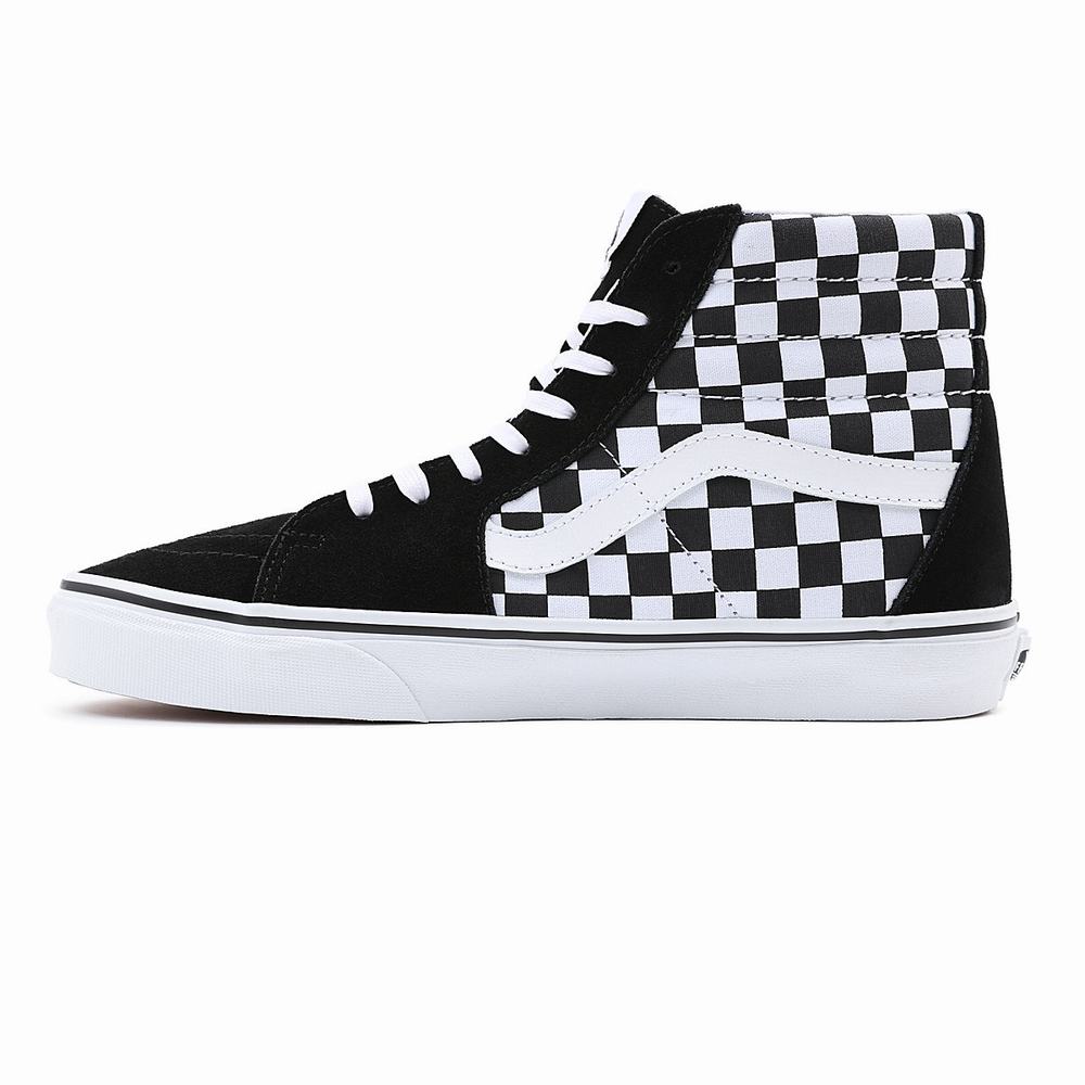 Women's Vans Checkerboard SK8-Hi Sneakers Black | USA86139