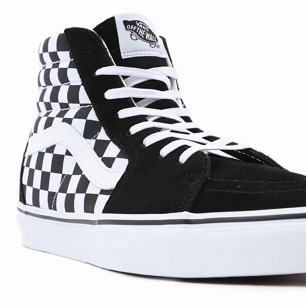 Women's Vans Checkerboard SK8-Hi Sneakers Black | USA86139