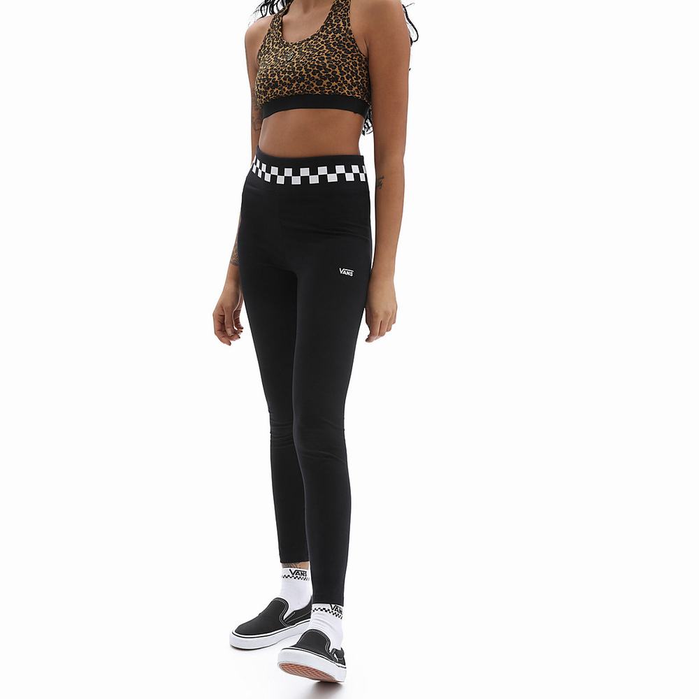 Women\'s Vans Checkmate Leggings Black | USA35627