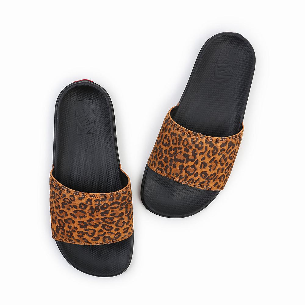 Women's Vans Cheetah La Costa Slides Beige | USA45129