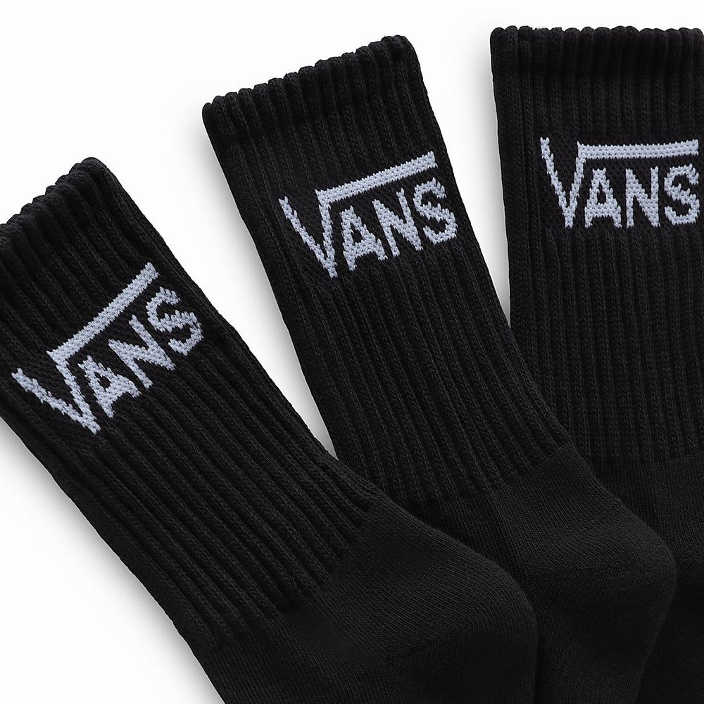 Women's Vans Classic Crew (3 pairs) Socks Black / White | USA74156