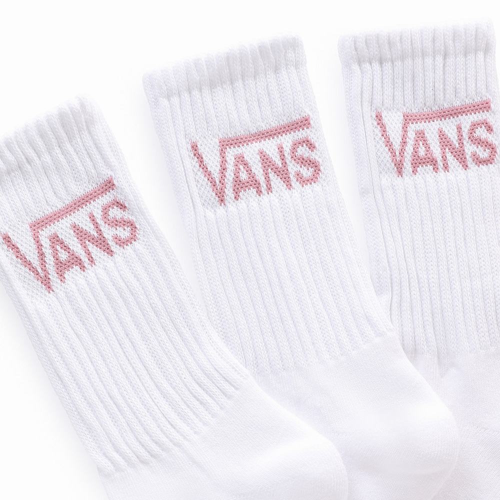 Women's Vans Classic Crew (3 pairs) Socks White | USA80934