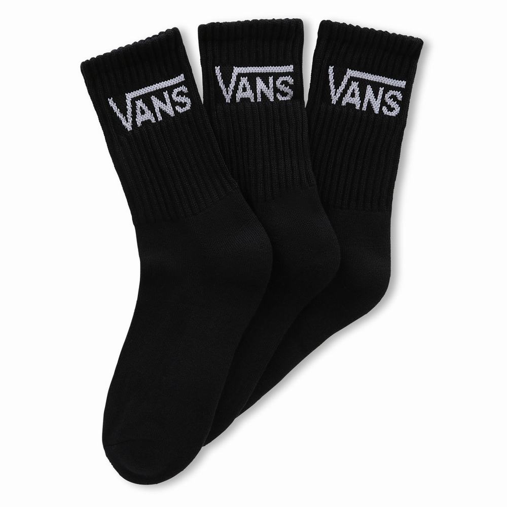 Women\'s Vans Classic Crew (3 pairs) Socks Black | USA91263