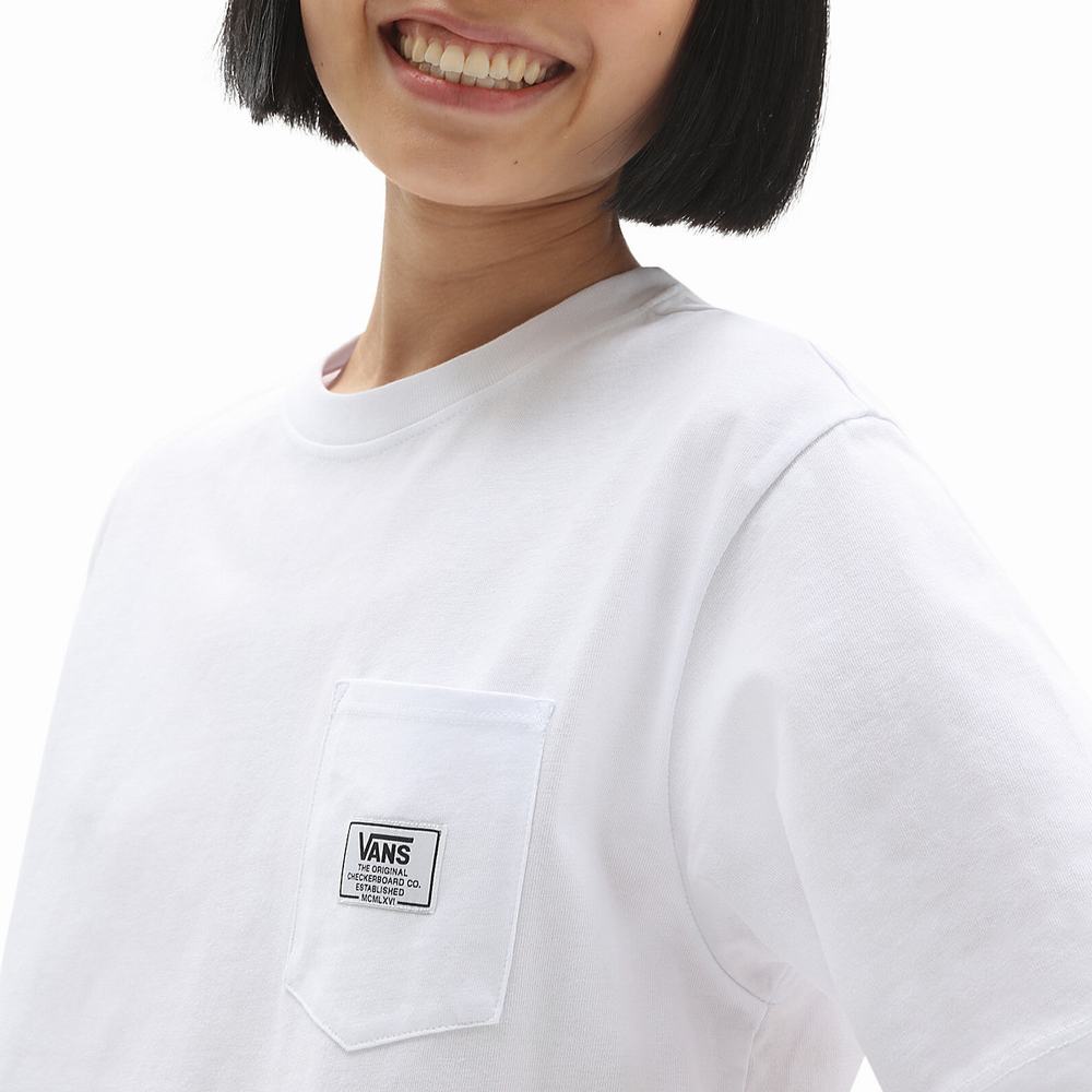 Women's Vans Classic Patch Pocket T Shirts White | USA63870