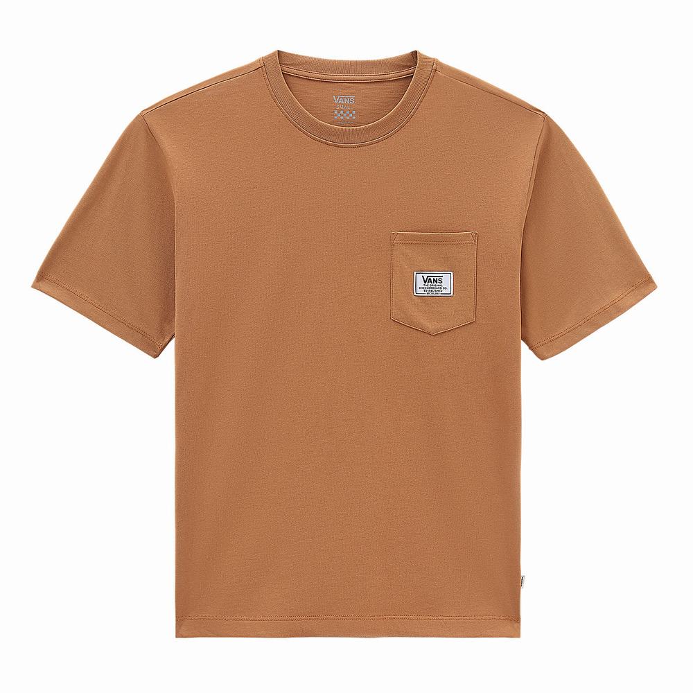 Women's Vans Classic Patch Pocket T Shirts Beige | USA65704