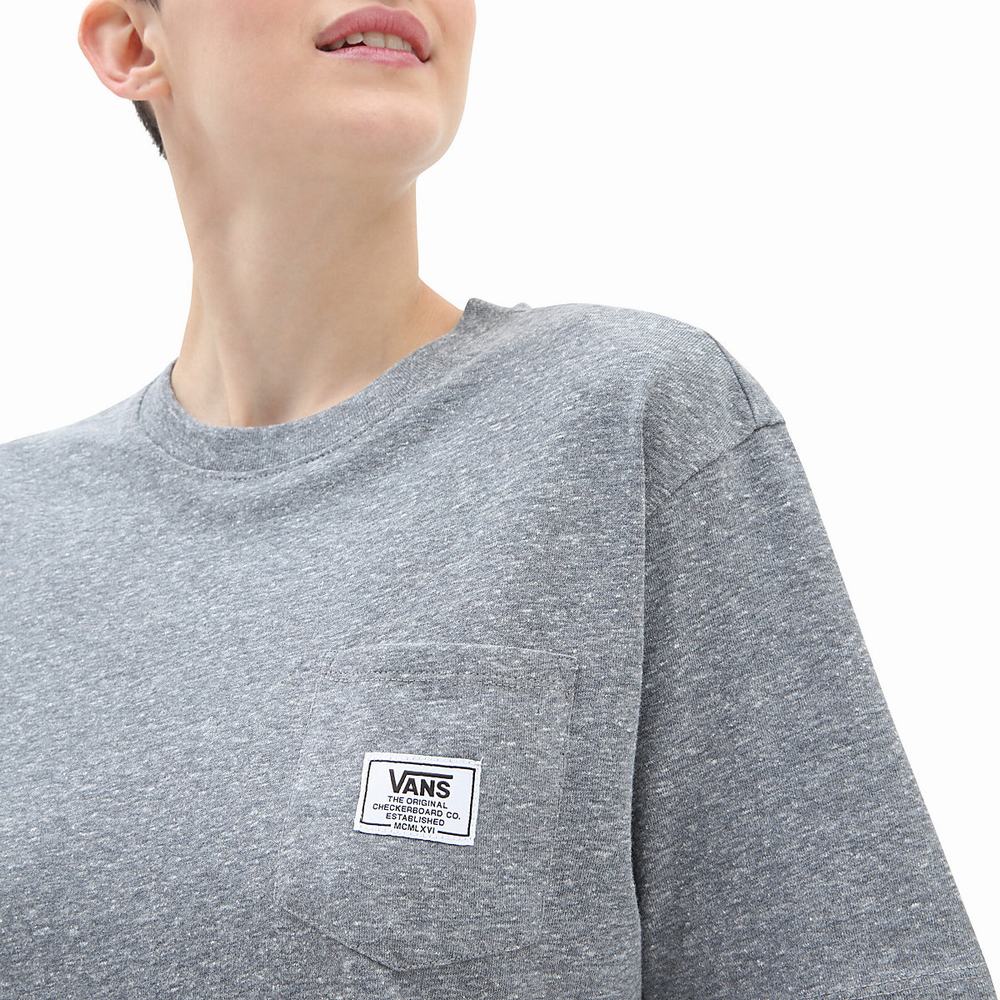 Women's Vans Classic Patch Pocket T Shirts Grey | USA76154