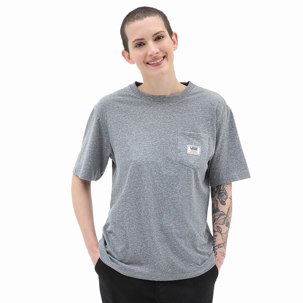 Women\'s Vans Classic Patch Pocket T Shirts Grey | USA76154