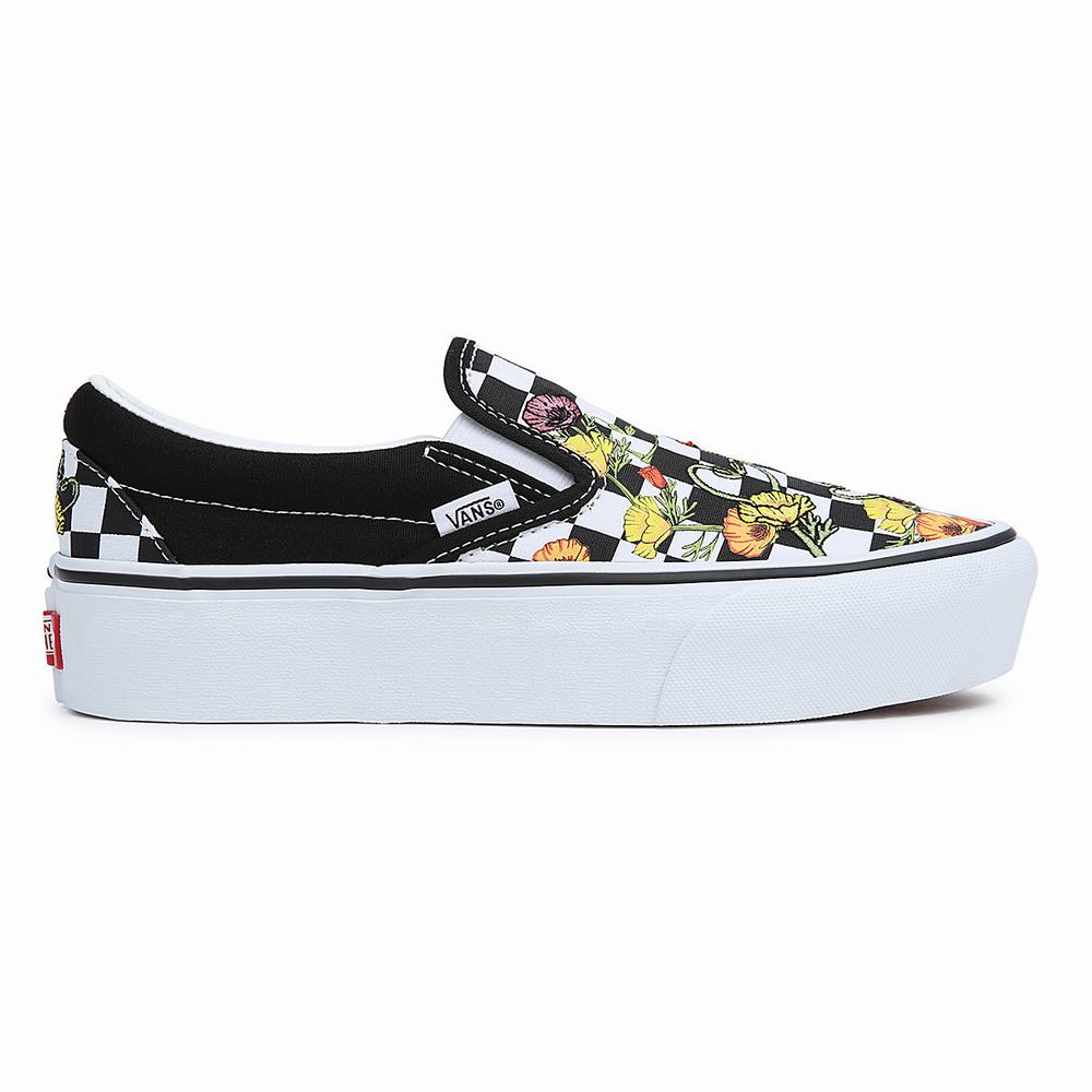 Women's Vans Classic Slip-On Platform Slip On Shoes Black / Multicolor | USA98463