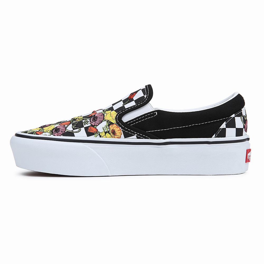 Women's Vans Classic Slip-On Platform Slip On Shoes Black / Multicolor | USA98463