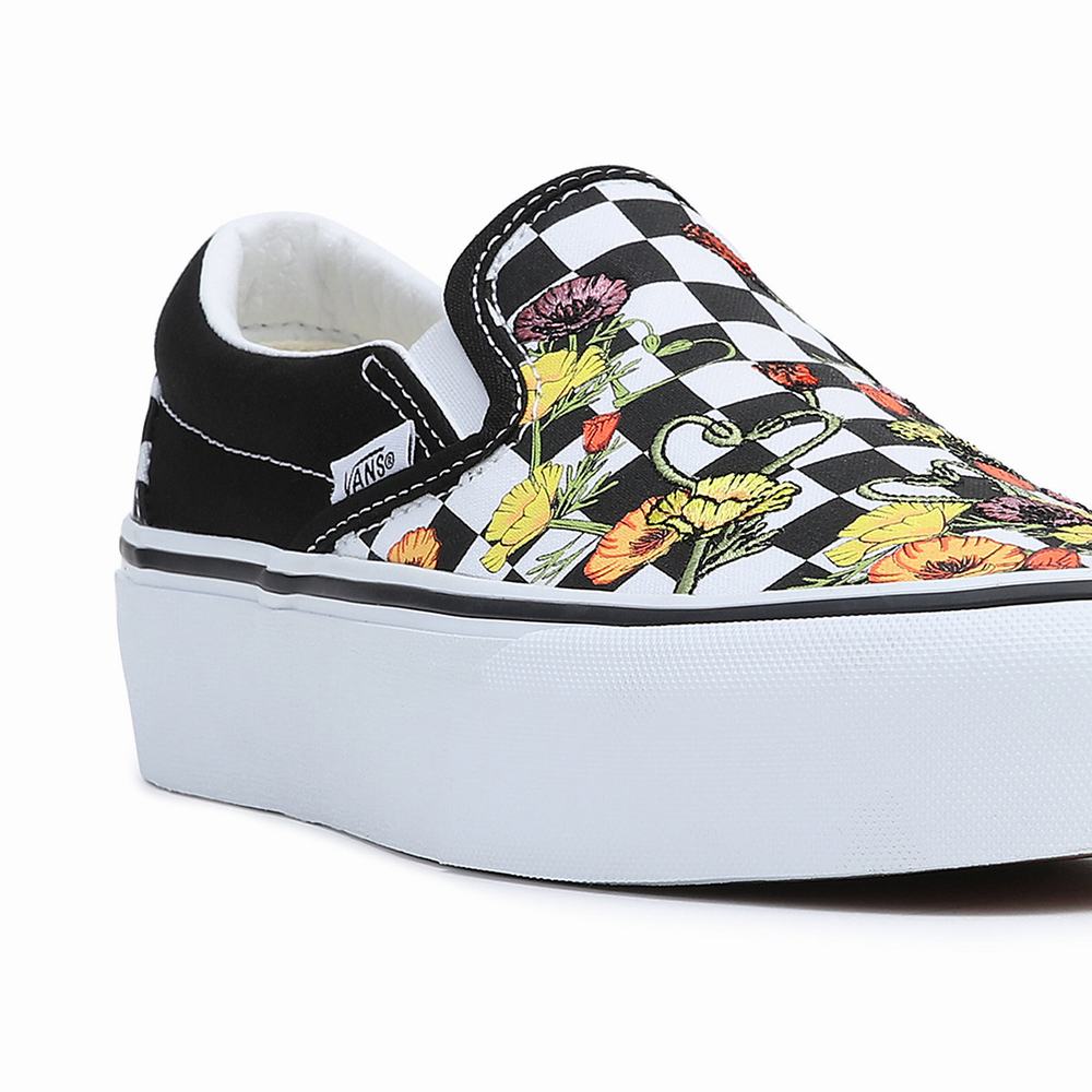 Women's Vans Classic Slip-On Platform Slip On Shoes Black / Multicolor | USA98463