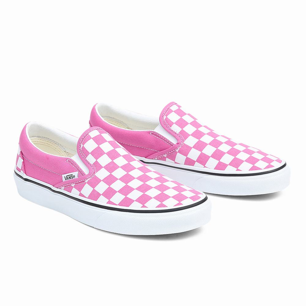 Women\'s Vans Classic Slip On Shoes White / Pink | USA25304