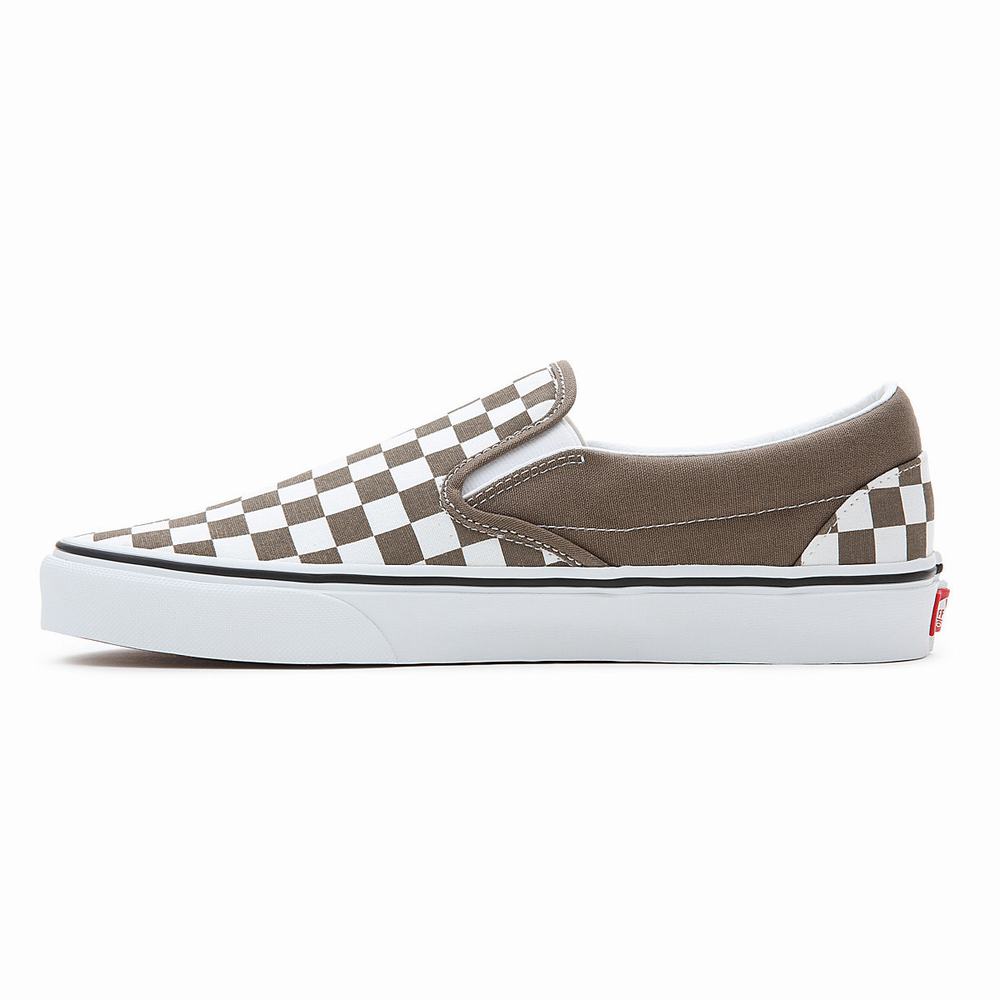 Women's Vans Classic Slip On Shoes White / Brown | USA29106