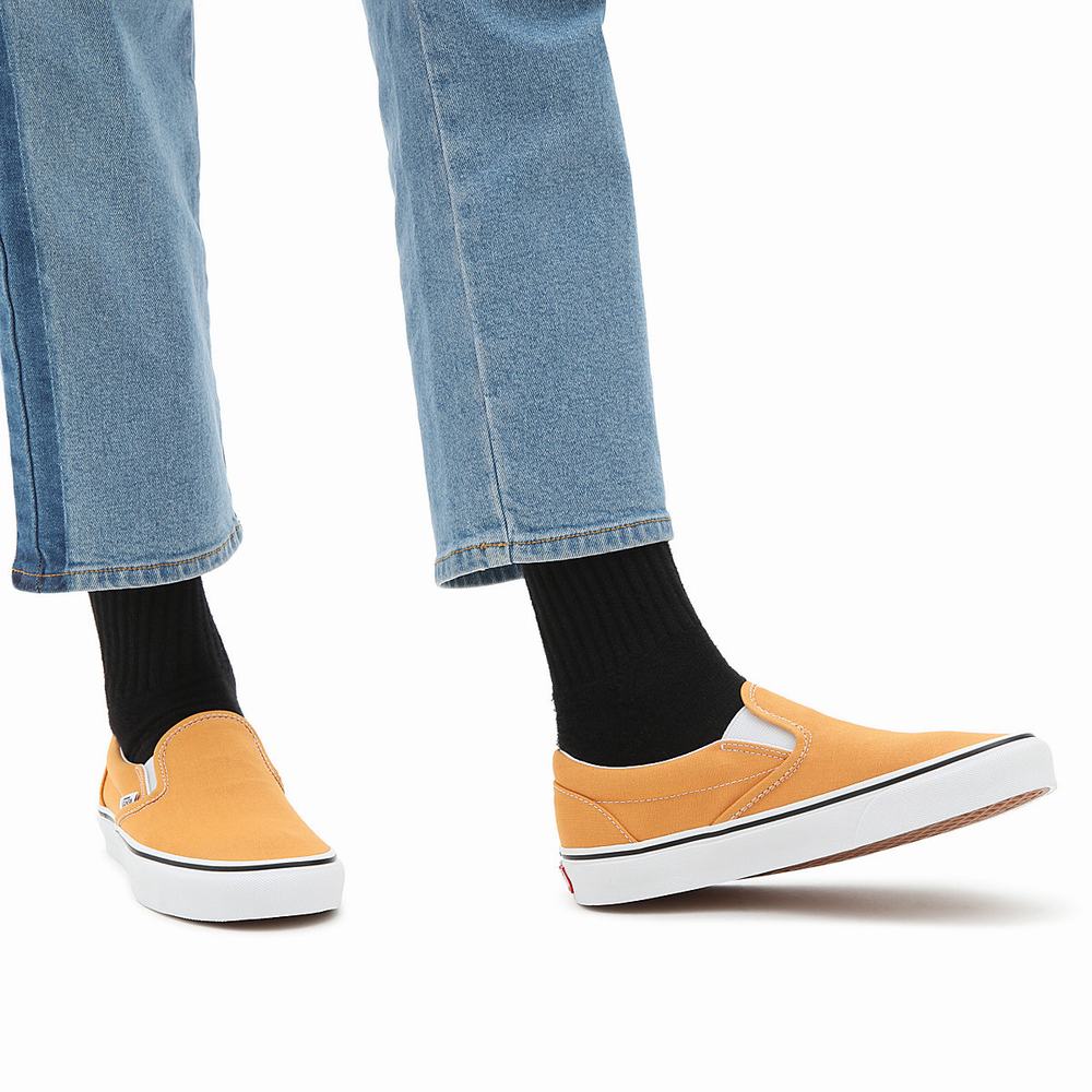 Women's Vans Classic Slip On Shoes Yellow | USA08173