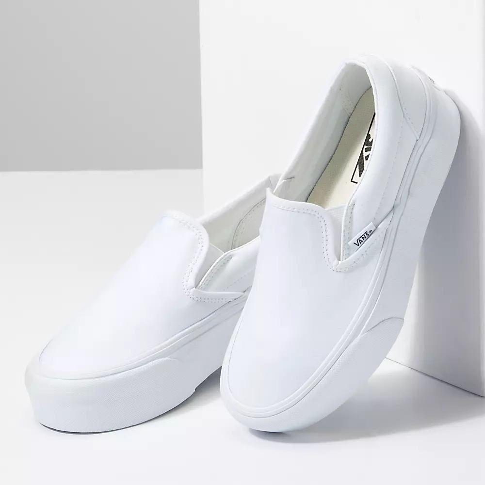 Women's Vans Classic Slip-On Stackform Slip On Shoes White | USA01549