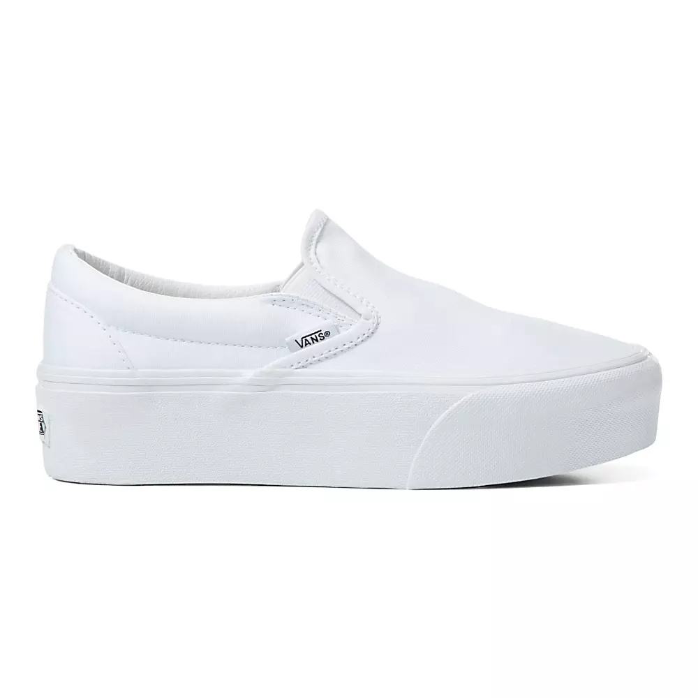 Women's Vans Classic Slip-On Stackform Slip On Shoes White | USA01549