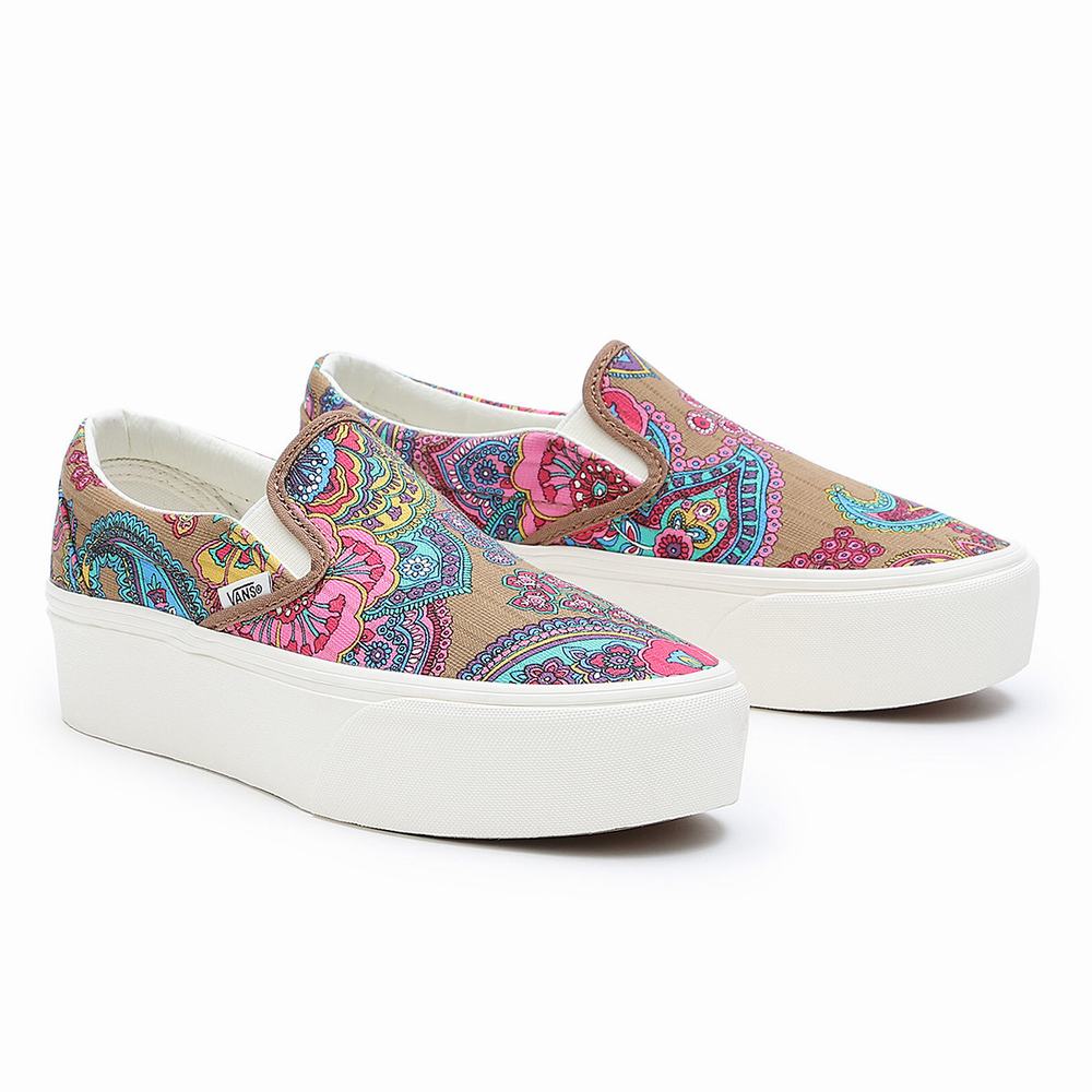 Women\'s Vans Classic Slip-On Stackform Slip On Shoes Multicolor | USA17852