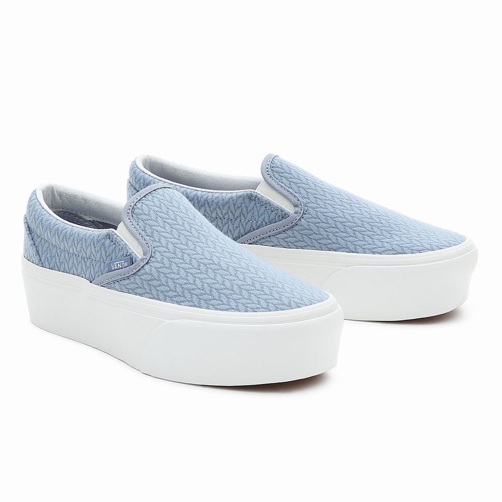 Women\'s Vans Classic Slip-On Stackform Slip On Shoes Blue | USA24108