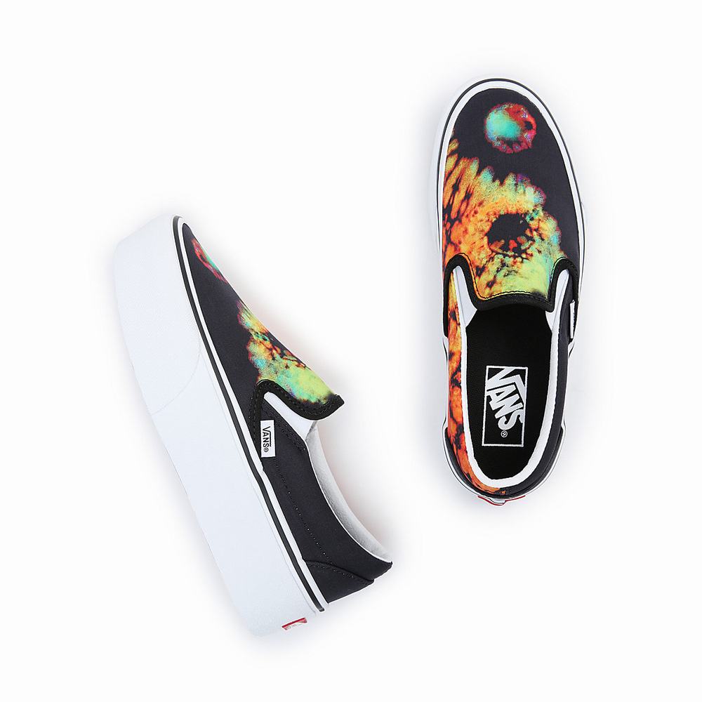 Women's Vans Classic Slip-On Stackform Slip On Shoes Black / Multicolor | USA36584