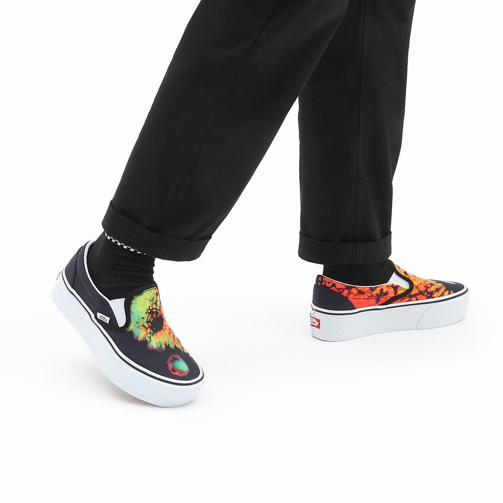 Women's Vans Classic Slip-On Stackform Slip On Shoes Black / Multicolor | USA36584