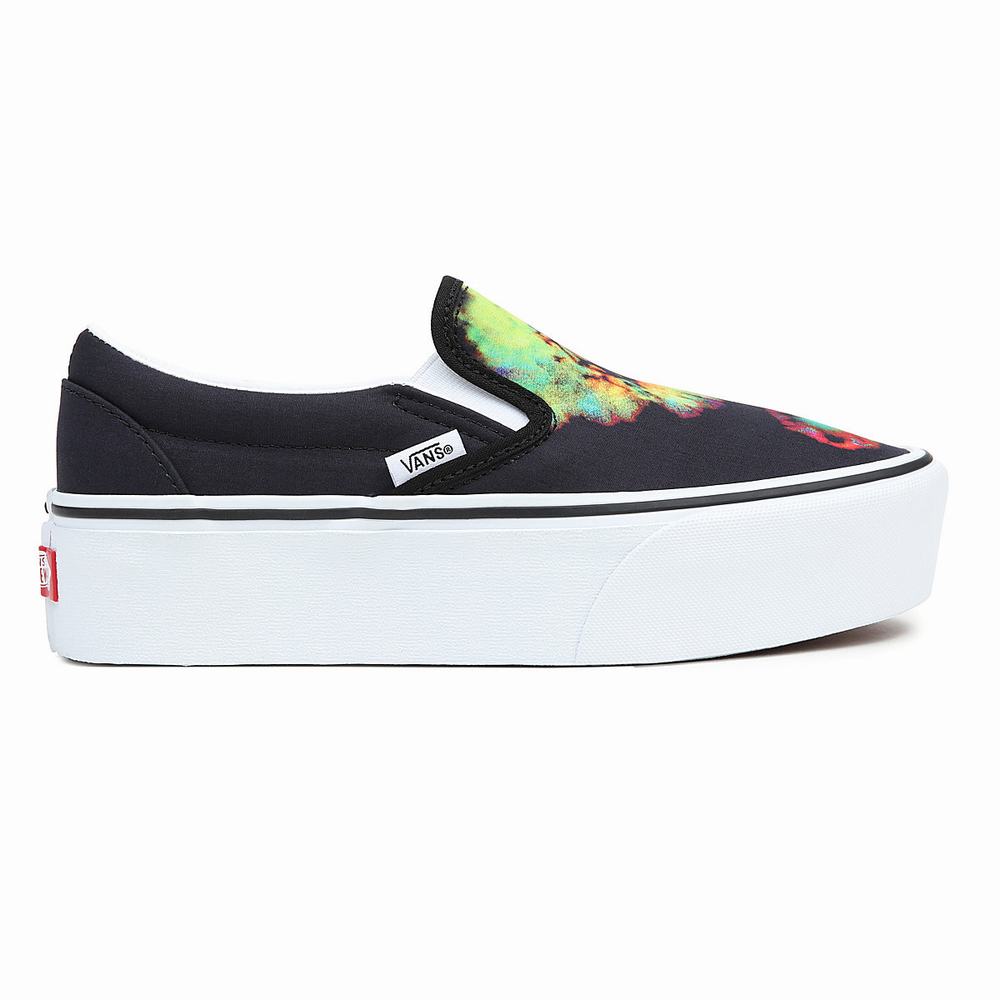 Women's Vans Classic Slip-On Stackform Slip On Shoes Black / Multicolor | USA36584