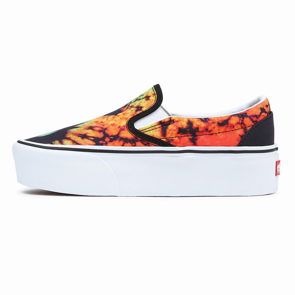 Women's Vans Classic Slip-On Stackform Slip On Shoes Black / Multicolor | USA36584