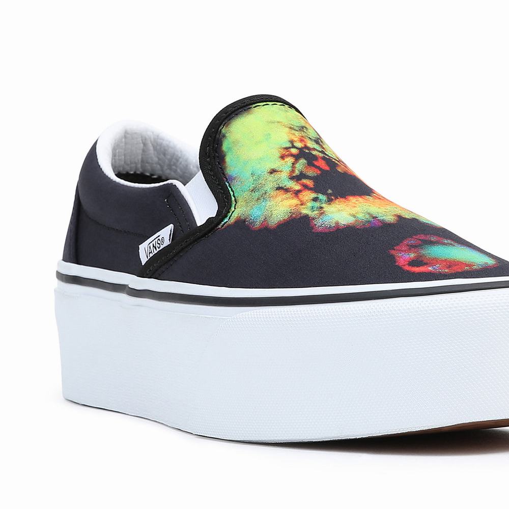 Women's Vans Classic Slip-On Stackform Slip On Shoes Black / Multicolor | USA36584