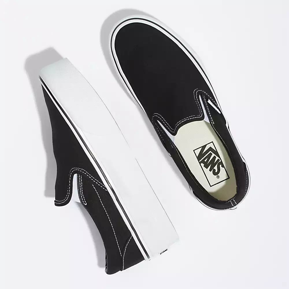 Women's Vans Classic Slip-On Stackform Slip On Shoes Black / White | USA47236