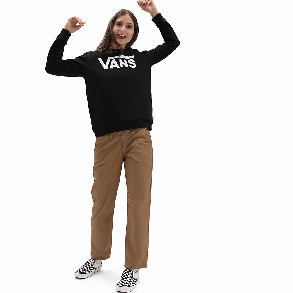 Women's Vans Classic V Crew Sweatshirts Black | USA12463