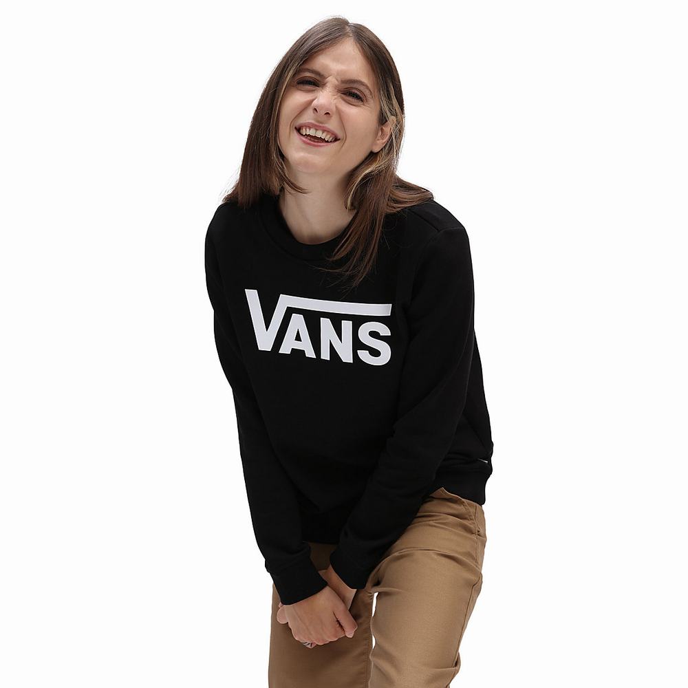 Women\'s Vans Classic V Crew Sweatshirts Black | USA12463