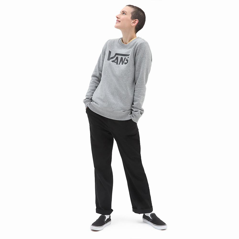 Women's Vans Classic V Crew Sweatshirts Black / Grey | USA32950