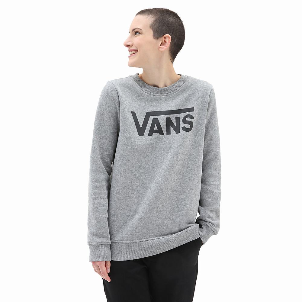 Women\'s Vans Classic V Crew Sweatshirts Black / Grey | USA32950