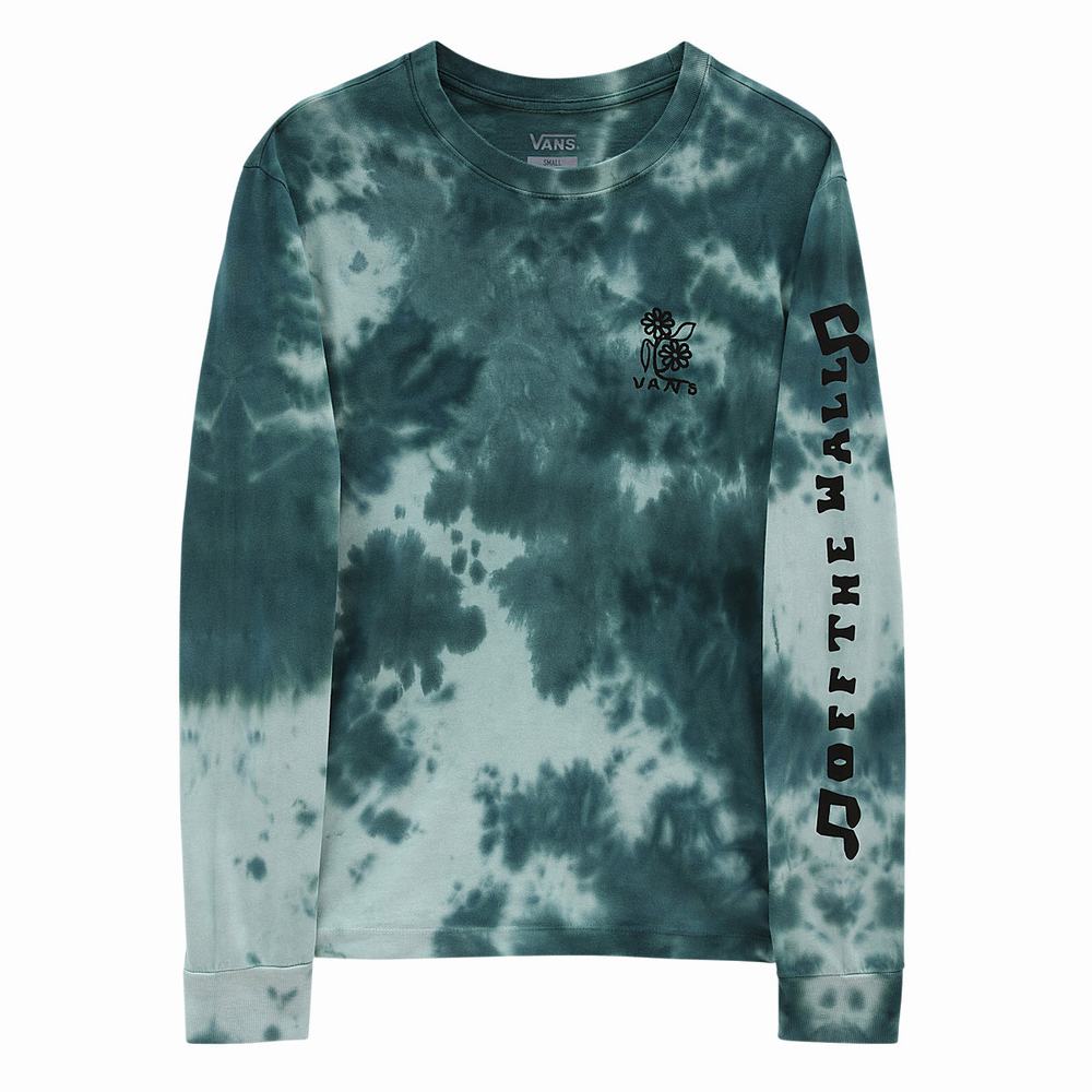 Women's Vans Cloud Wash Audience Boyfriend Long Sleeve T Shirts Blue | USA49368