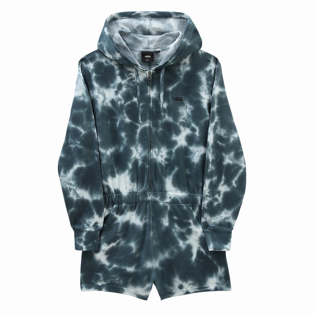 Women's Vans Cloud Wash Hooded Jumpsuit Skirts Blue | USA24013