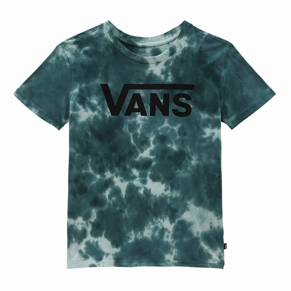 Women's Vans Cloud Wash Logo Crew T Shirts Blue | USA36290