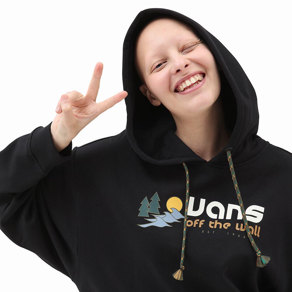 Women's Vans Coastal Hoodie Black | USA86709