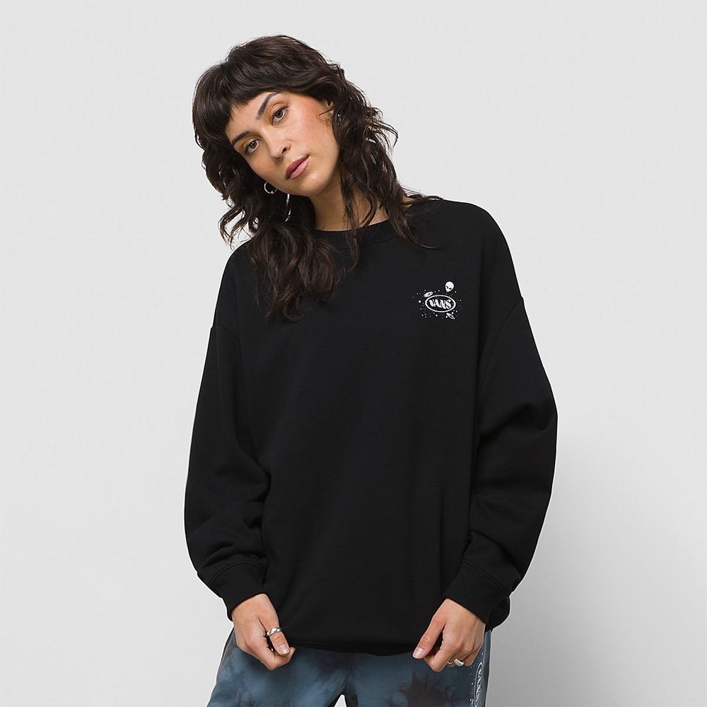 Women's Vans Cosmic Glow Crew Sweatshirts Black | USA06379