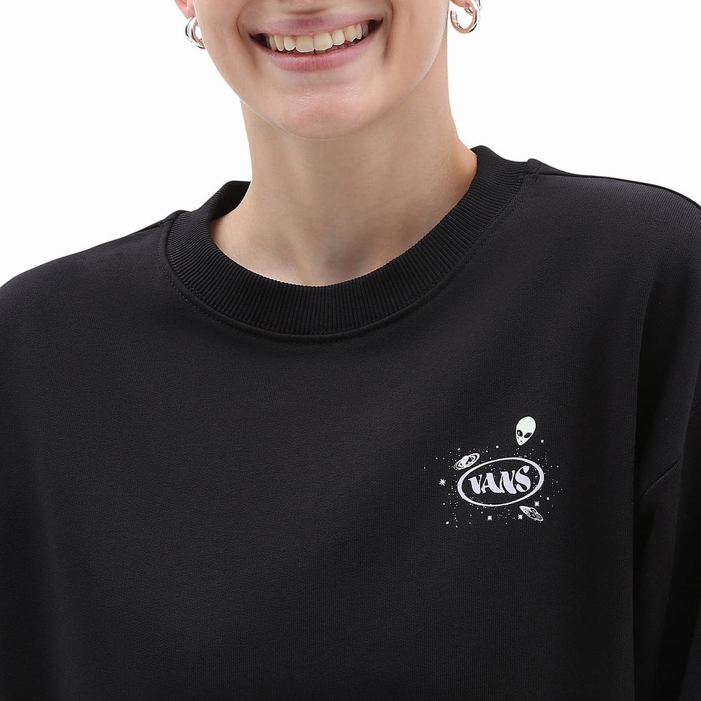 Women's Vans Cosmic Glow Crew Sweatshirts Black | USA06379